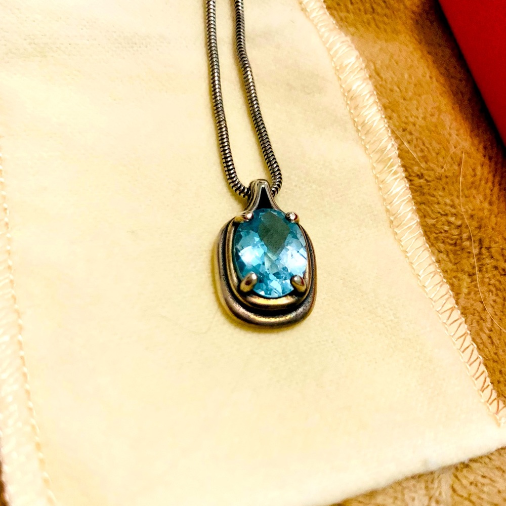 James Avery Blue Topaz necklace with heavy chain
